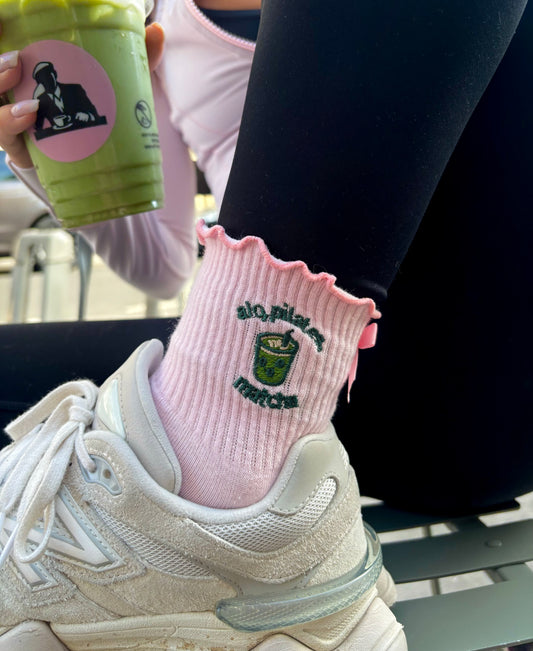 Chaussettes antidérapantes – "Alo, Pilates, Matcha"