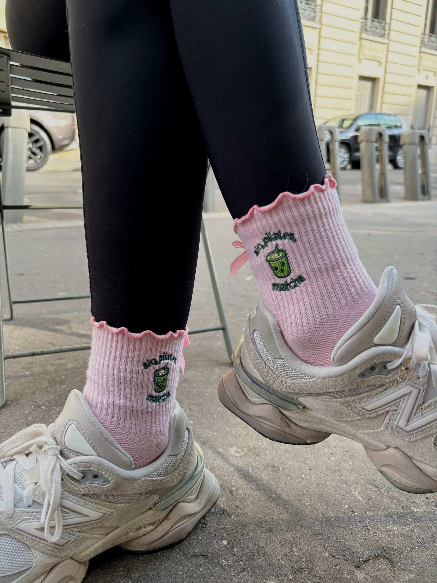 Chaussettes antidérapantes – "Alo, Pilates, Matcha"